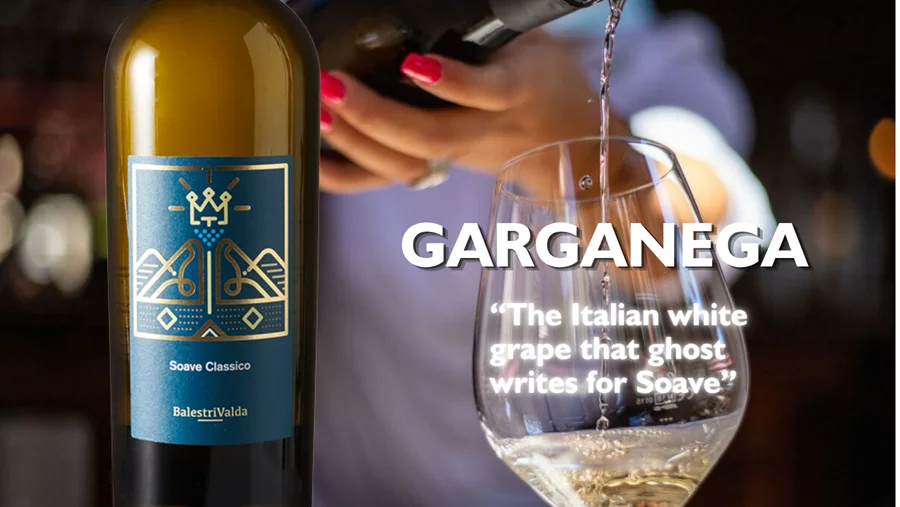 Soave being poured into a wine glass